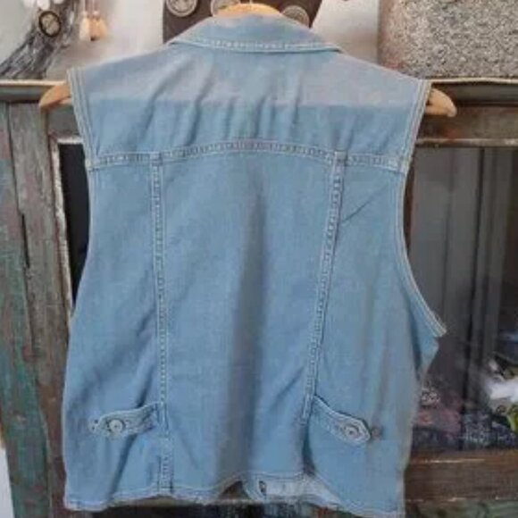 American Eagle Denim Zipper Vest with Pockets NWOT XL - Picture 3 of 7